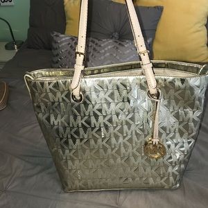 Gold patent leather Michael Kors tote